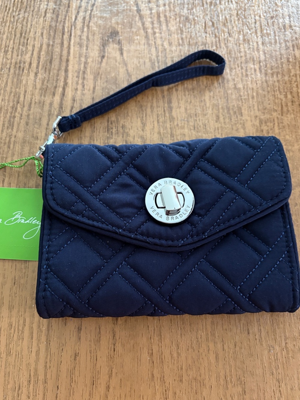 Vera Bradley Your Turn Smartphone Wristlet in Navy Blue with Turn-Lock